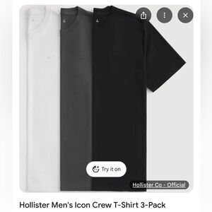 Hollister Icon Crew Short Sleeve‎ Tee - 3 Pack NWOT